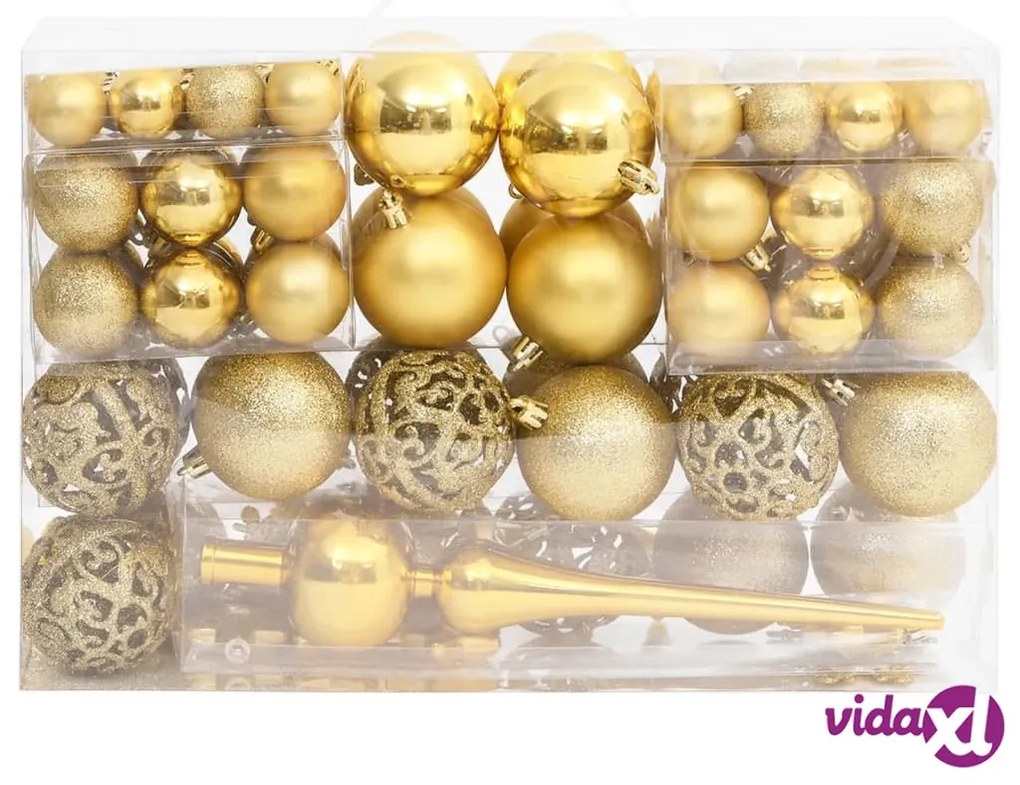 vidaXL Set Palline di Natale 111 pz Oro in Polistirene