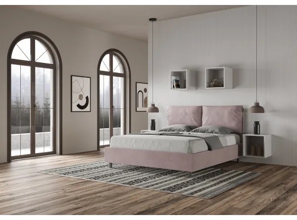 Letto contenitore da 160x200 in microfibra glicine Antea