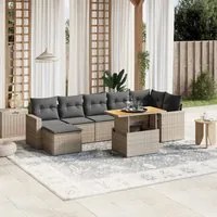 Set Divano da Giardino 8 pz con Cuscini Grigio in Polyrattan 3271424