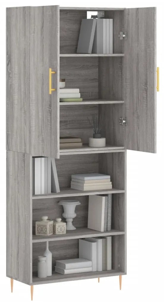 Credenza Grigio Sonoma 69,5x34x180 cm in Legno Multistrato