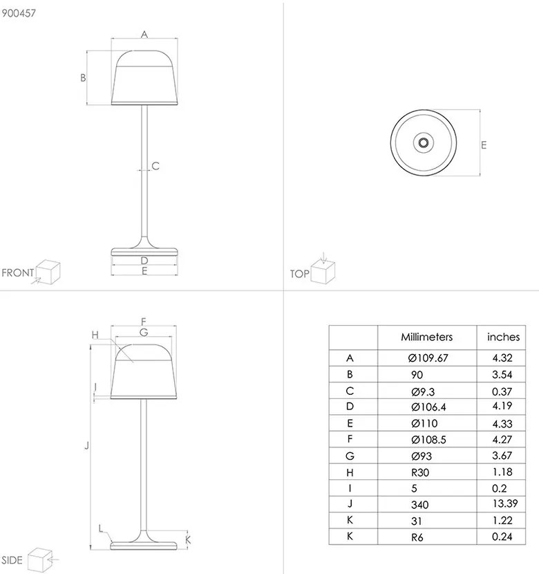 Lampada Esterno Moderna Mannera Alluminio Nero Policarbonato Bianco Led