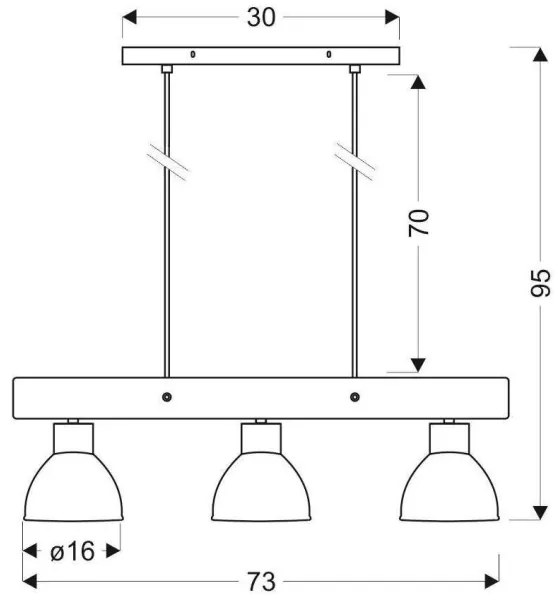Lampadario a sospensione con filo VARIO 3xE27/60W/230V Betulla