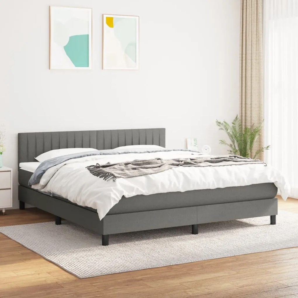 Giroletto A Molle Con Materasso Grigio Scuro 160x200 Cm Tessuto /
