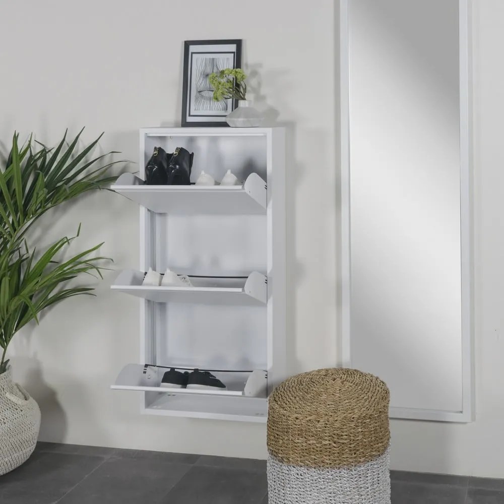 Scarpiera bianca in metallo con ante ribaltabili 50x103x15 cm Billy – Spinder Design