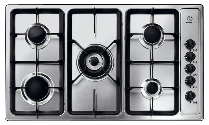 Piano cottura 5 fuochi L 86 cm PIM 950 AST (GH) EX INDESIT silver griglie in ghisa