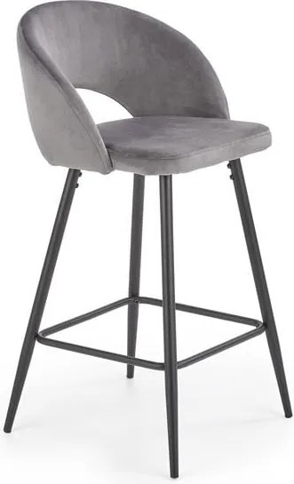 Sgabello da bar H-96 in velluto grigio- H89 cm