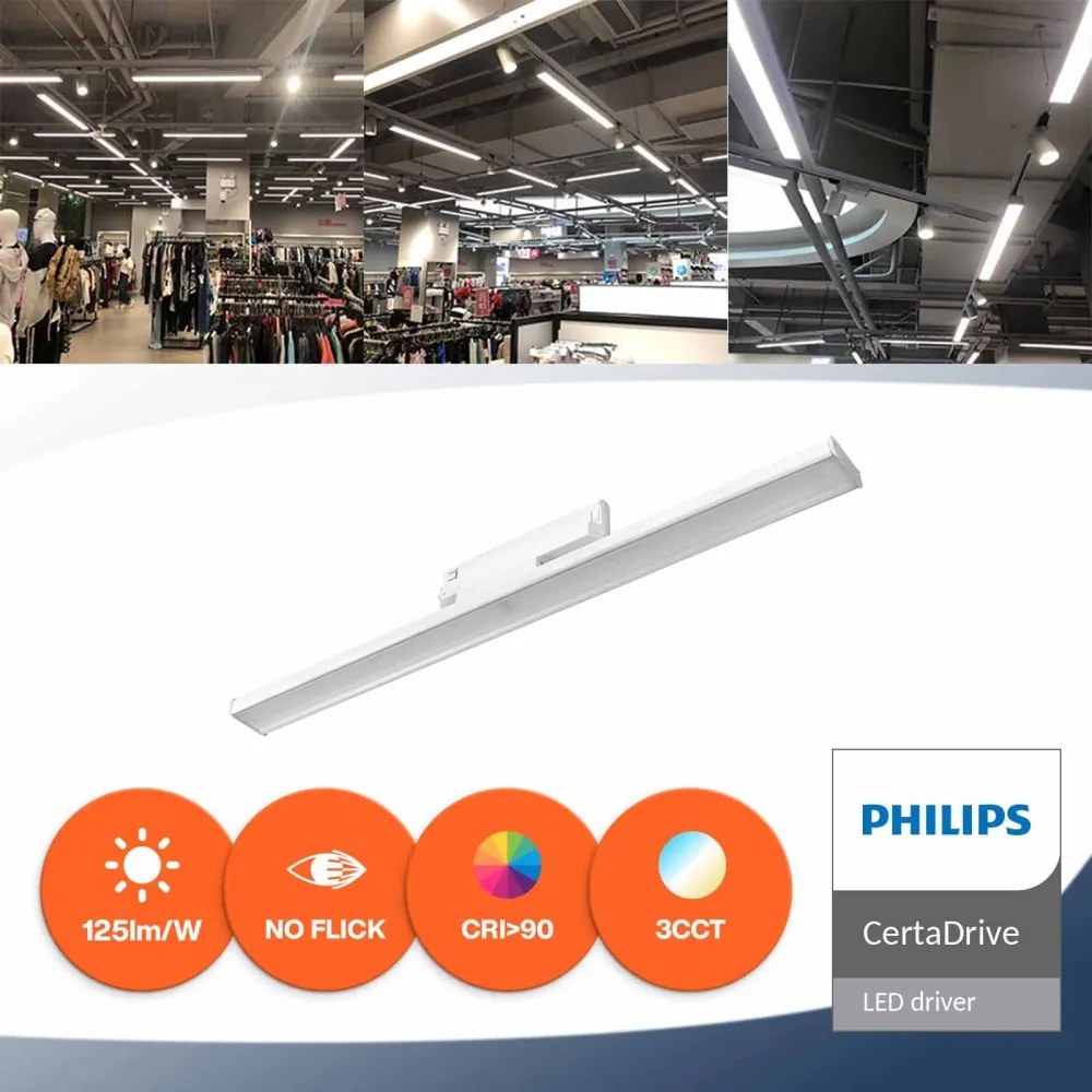 Lampada LED Lineare 34W per binario 60cm Bianca con driver Philips CCT Colore Bianco Variabile CCT