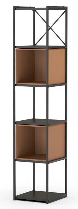 Libreria in nero e mattone 36x179 cm Anya - Marckeric