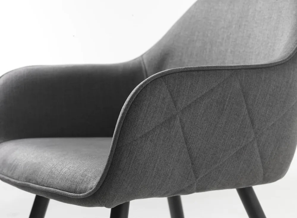 Sedia da pranzo grigia in imbottito con braccioli Minto – Unique Furniture