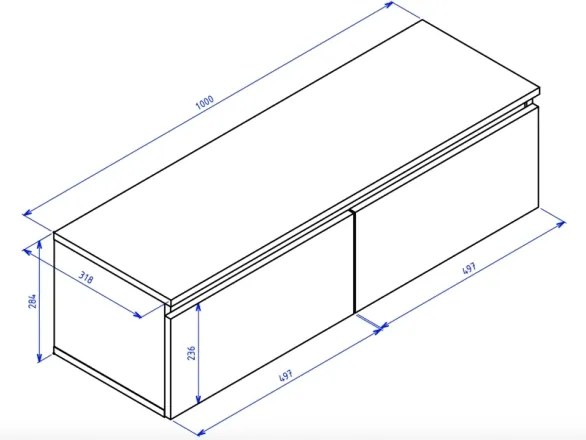 Mobile TV Sospeso 100 cm 2 Ante A Ribalta Nero Opaco Lume