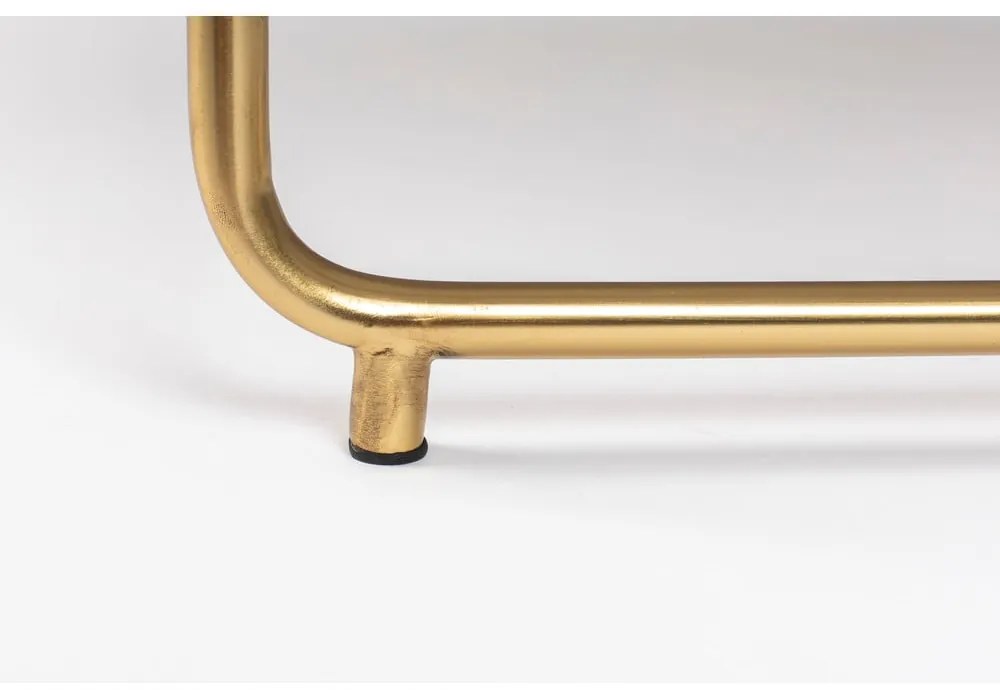 Tavolino da salotto rotondo bianco/dorato con piano in marmo ø 70 cm Timpa – White Label