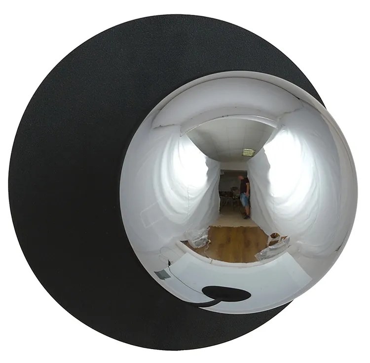 Lampada Da Parete Contemporanea Ippolita 1 Luce In Acciaio Nero E Vetro Fumè