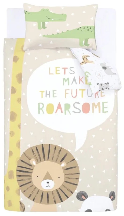 Set copripiumino e federa da bambini marrone chiaro per letto singolo 135x200 cm Roarsome Animals – Catherine Lansfield