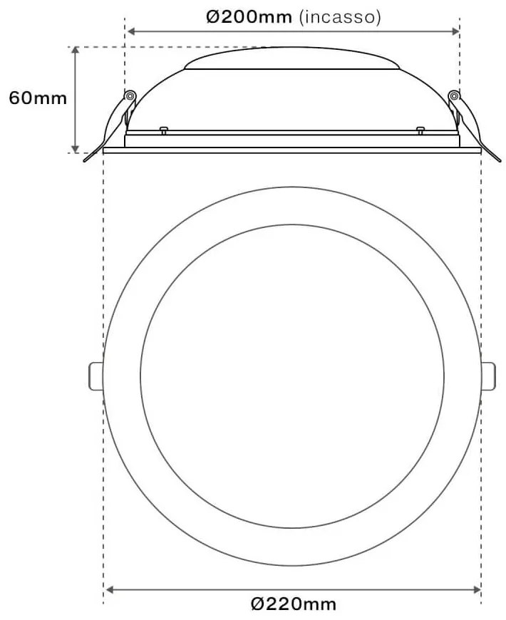 Faro LED da incasso Rotondo Luce INDIRETTA 24W Foro Ø200mm Colore Bianco Caldo 3.000K
