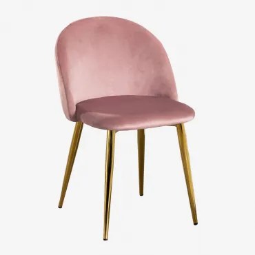 Sedia Da Pranzo In Velluto Kana Blush & Dorato - Sklum
