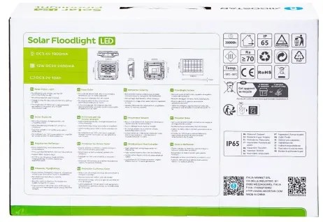 Aigostar - LED Faro solare dimmerabile LED/100W/3,4V IP65 + +TC