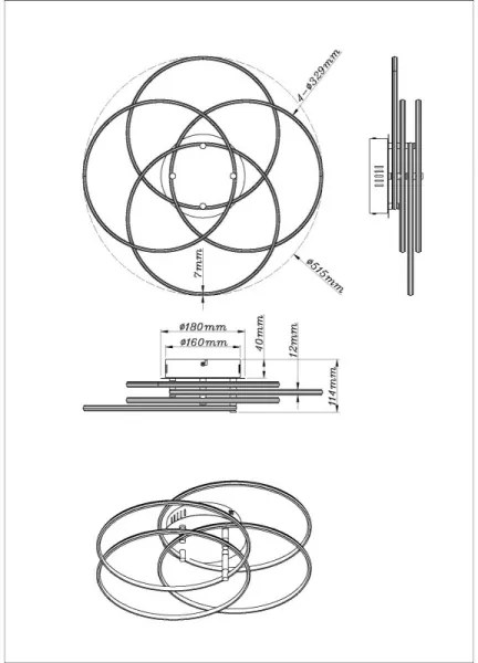 Globo 67355-55N -Plafoniera LED KOMBOS LED/55W/230V diametro 51,5 cm cromo opaco