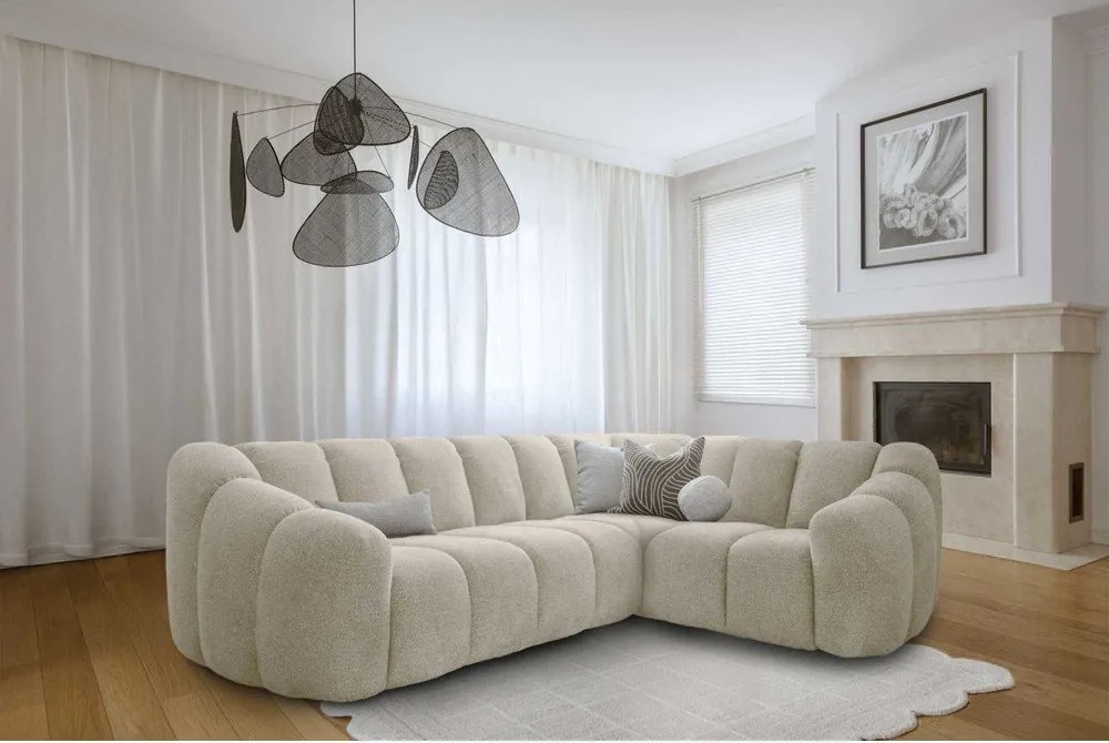 Divano angolare beige (con penisola a destra/a L) Shell – Miuform