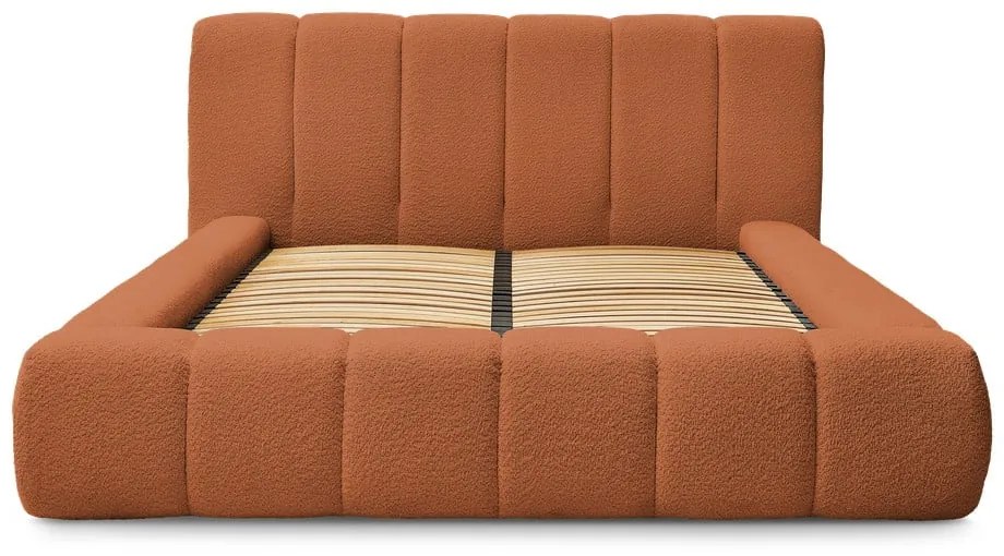 Letto matrimoniale imbottito arancione contenitore e rete inclusi 180x200 cm Denali - Bobochic Paris