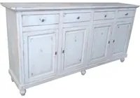 Credenza 4 porte legno shabby bianco consumato 196x45x98 - Mobili 2G