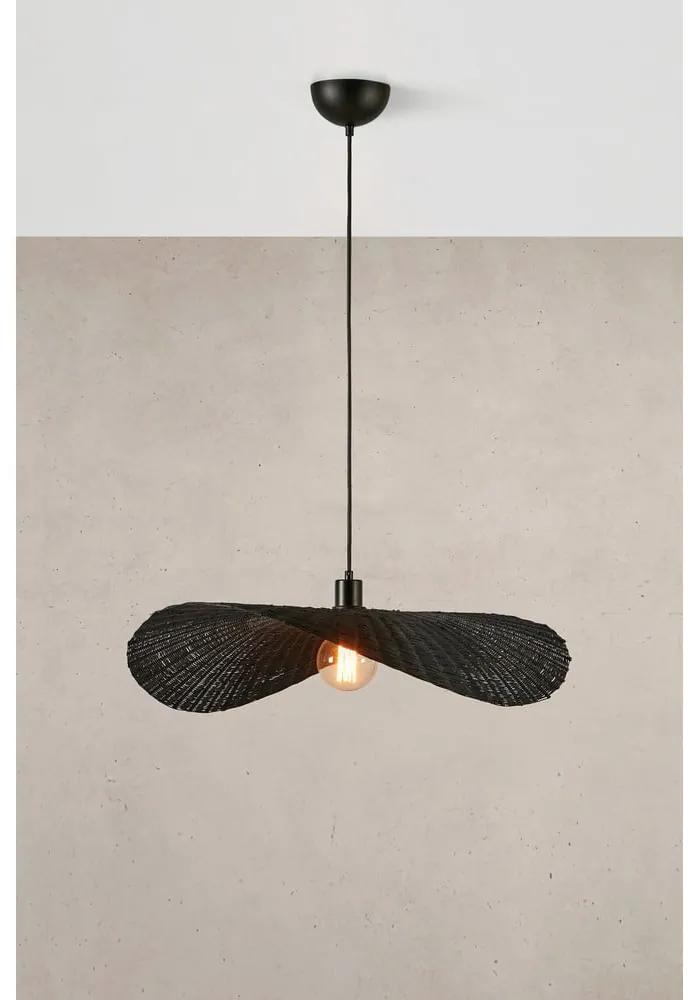 Lampada a sospensione nera opaca con paralume in bambù ø 70 cm Rayo - Markslöjd