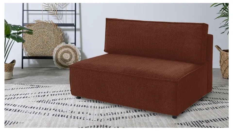 Modulo divano in velluto a coste color mattone, pezzo centrale Nihad modular - Bobochic Paris