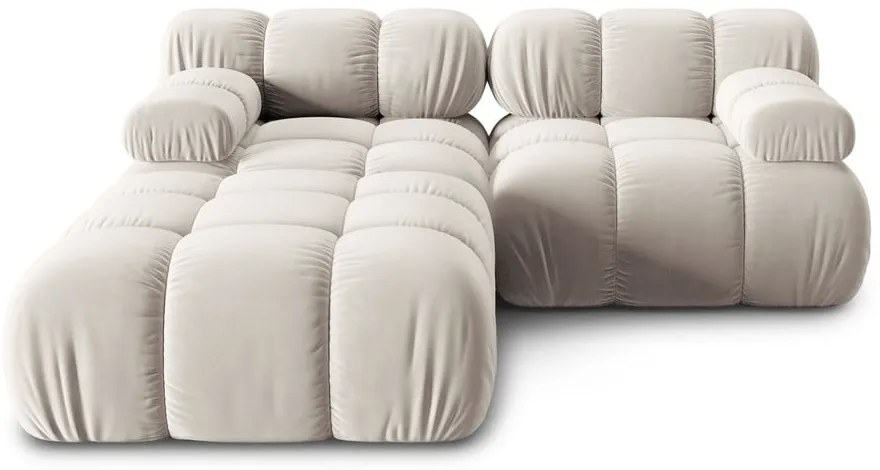 Divano angolare componibile beige (con composizione variabile) con rivestimento in velluto Bellis – Micadoni