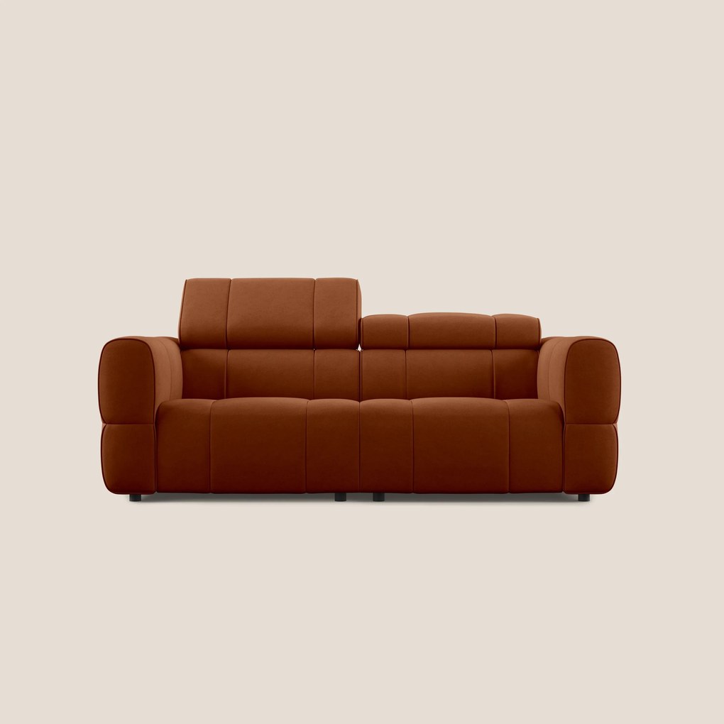 Giotto Divano modulare con opzione relax elettrico in microfibra effetto velluto impermeabile T09