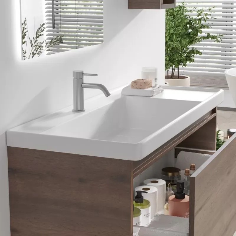 Mobile bagno sospeso 80cm cassetto e lavabo integrato SP-80 - KAMALU