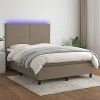 Letto a Molle con Materasso e LED Tortora 140x200 cm in Tessuto 3134721