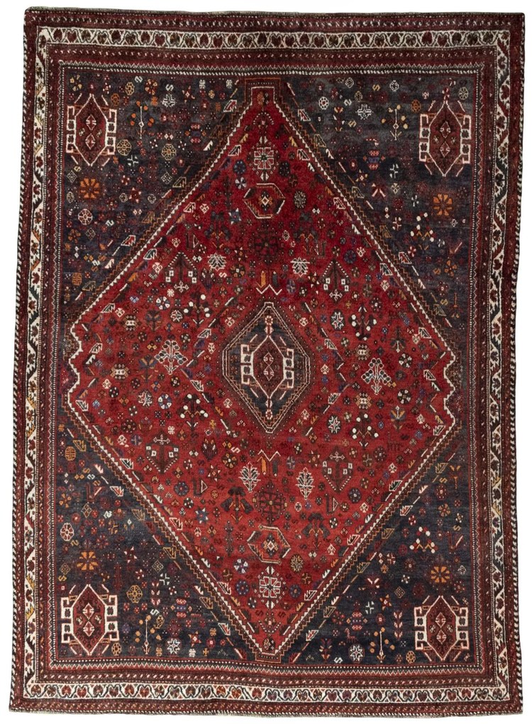Shiraz Tappeto persiano 190x260 Rosso (Iran) Annodato A Mano