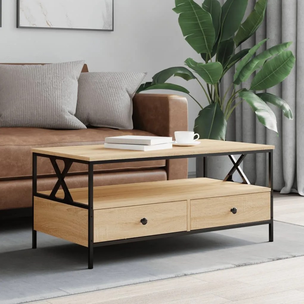 Tavolino Da Salotto Rovere Sonoma 100x51x45cm Legno Multistrato /