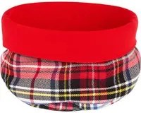 Cestino in tessuto tartan bianco diametro 20 cm