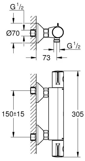 GROHE 34558000 - Miscelatore termostatico per doccia GROHTHERM 800 DN 15 cromo lucido
