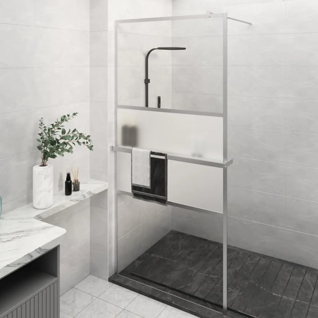 Parete Doccia Con Mensola Cromo 80x195cm Vetro Esg E Alluminio /