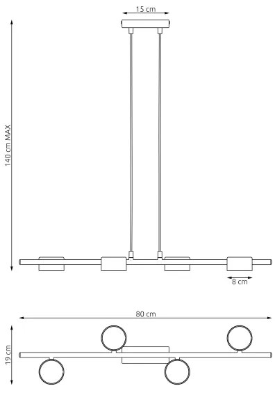Lampadario a sospensione con filo SORA 4xGX53/12W/230V nero