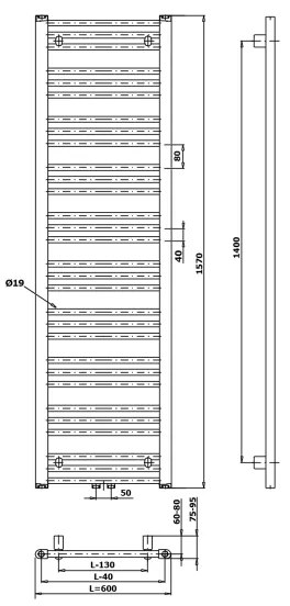 Bruckner - Bagno radiatore ALBRECHT 765W/230V 60x157 cm bianco