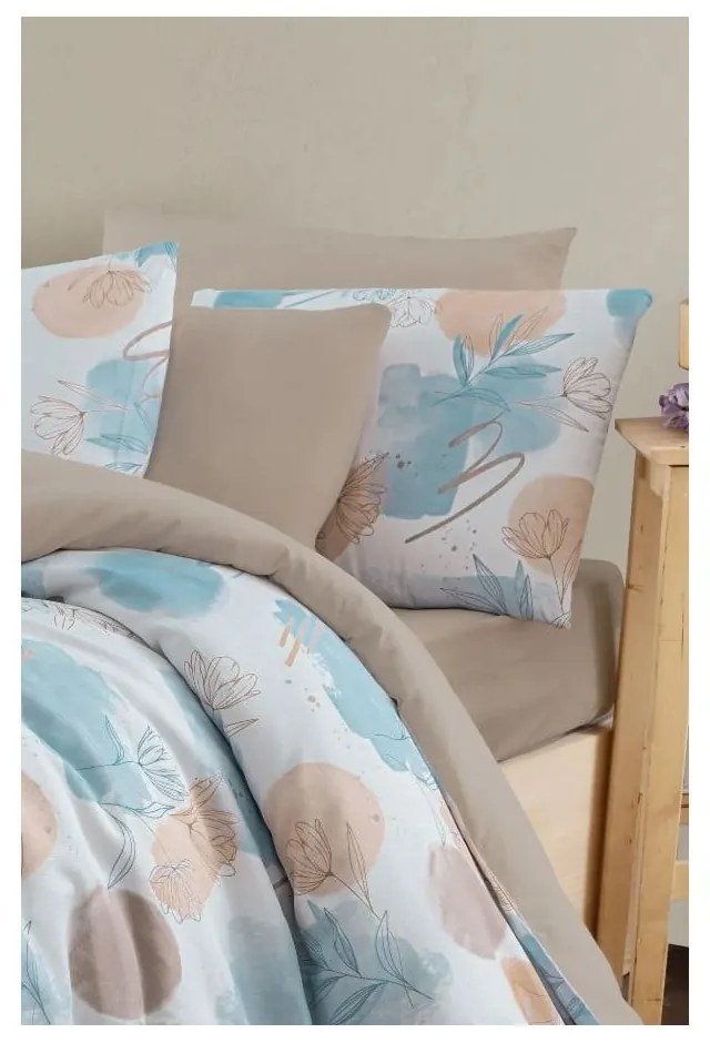 Biancheria da letto blu/marrone per letto matrimoniale/per letto prolungato con lenzuolo incluso/4 pz 200x220 cm Magnolia – Mila Home