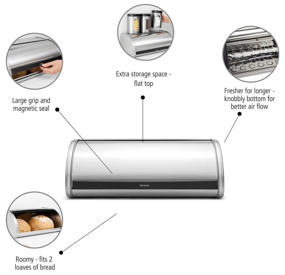 Porta pane in acciaio Roll Top - Brabantia