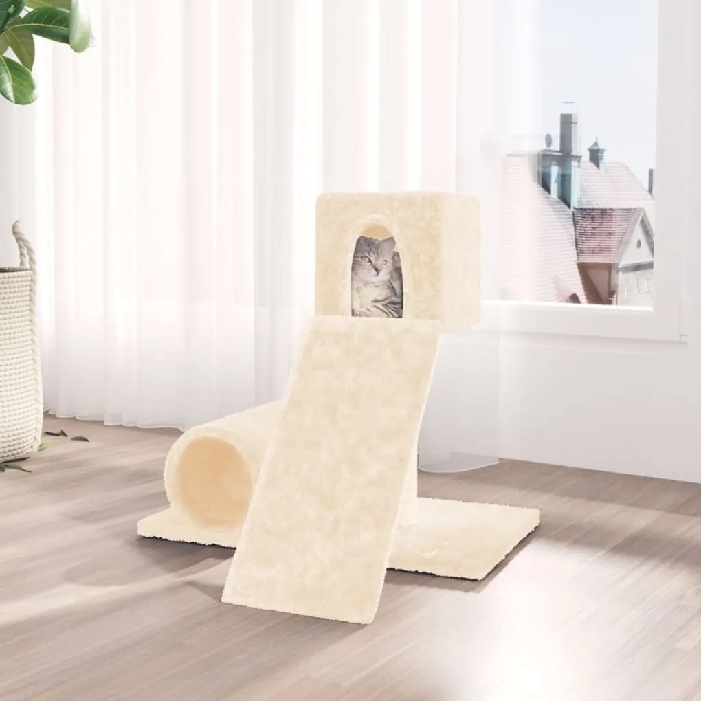 Albero per gatti con tiragraffi in sisal crema 59 cm