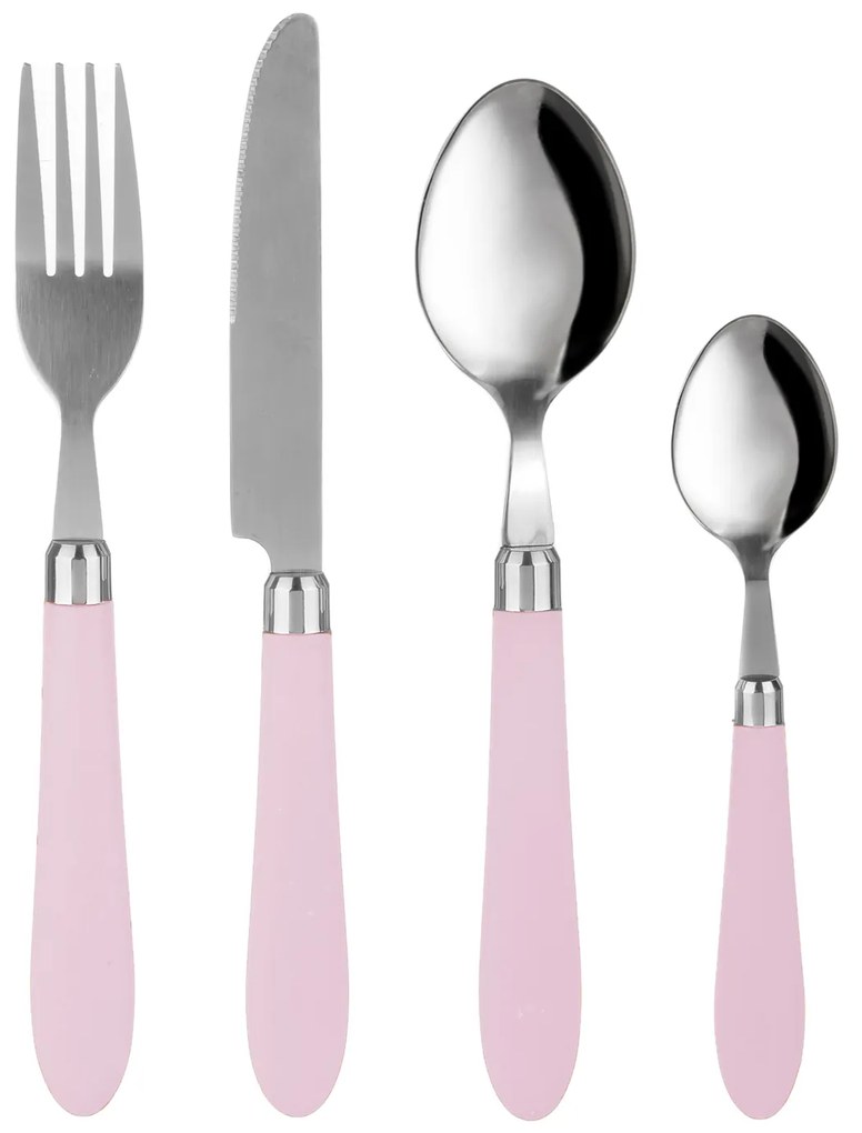 Set 24 posate Smooth in acciaio inox con manico lilla