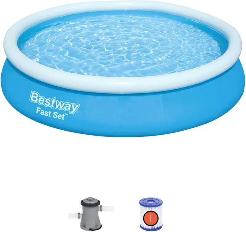 Bestway Fast Set Piscina Gonfiabile Fuori Terra Con Pompa E Filtro 366 X 76 Cm