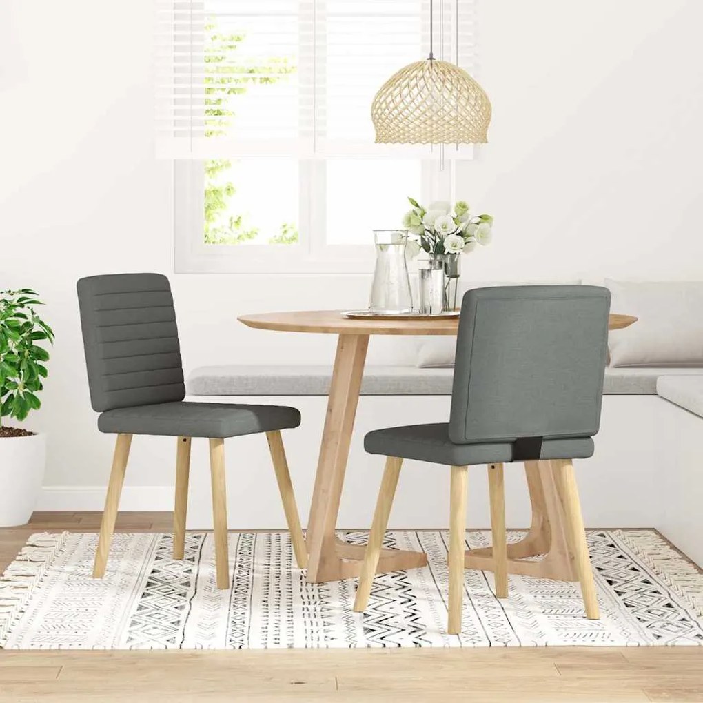 Sedie Da Pranzo 2 Pz Grigio Scuro İn Tessuto /