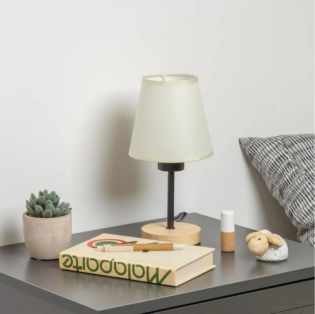 Brilagi - Lampada da tavolo NUBILA WOOD 1xE27/25W/230V quercia/color crema