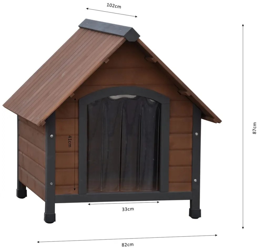 @pet cuccia per cani ingresso in plastica rustique marrone 102x82x87cm