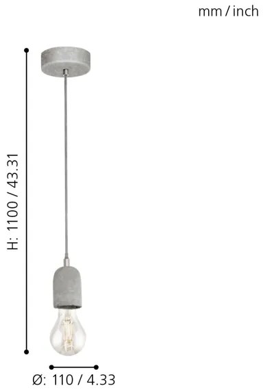 Eglo 95522 - Lampadario SILVARES 1xE27/60W/230V
