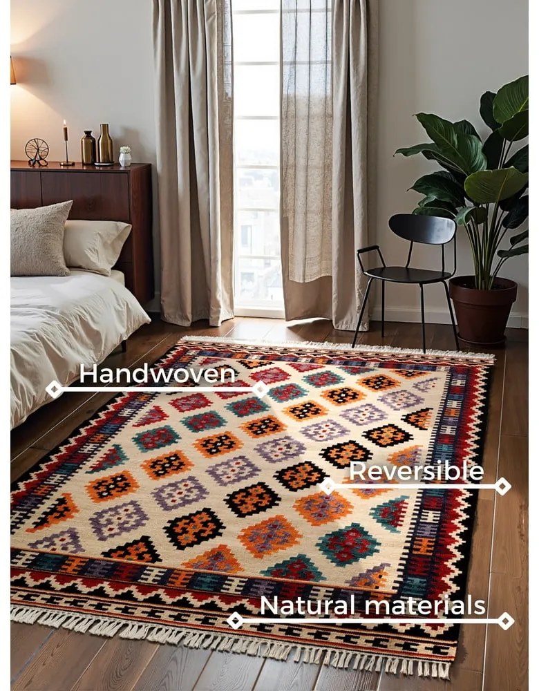 Tappeto rosso in lana reversibile/tessuto a mano 120x170 cm Kamal Kian – Nouristan