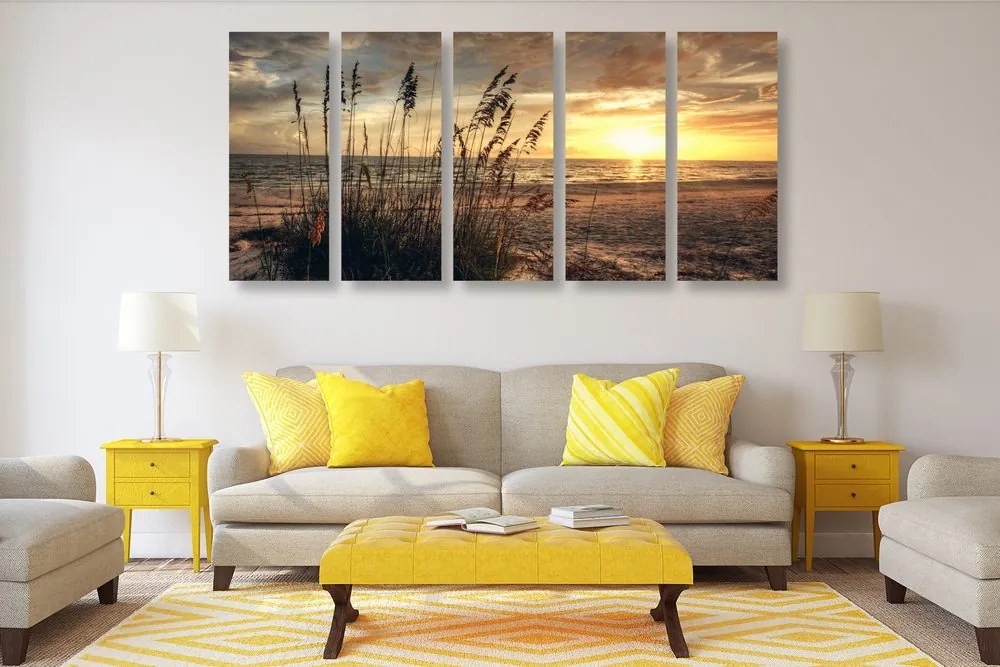 Quadri 5 pezzi – Tramonto sulla spiaggia