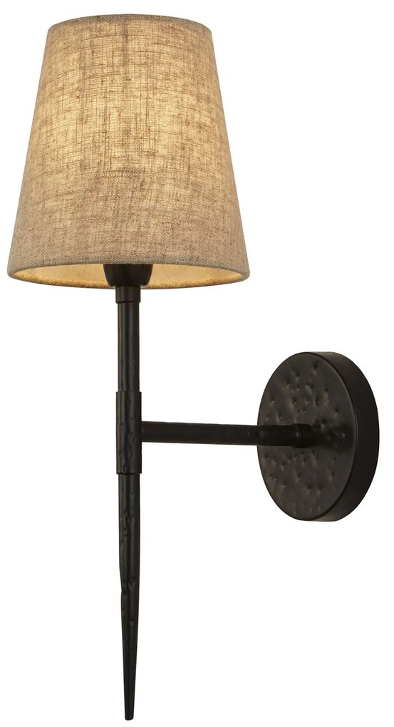 Applique Industrial-Nordico Gotico Acciaio Nero Tessuto 1 Luce E14