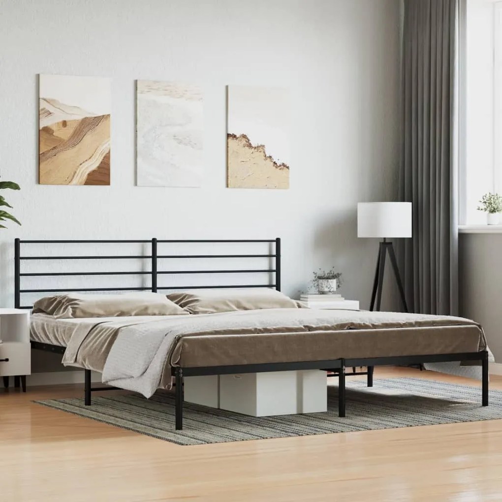 Giroletto Con Testiera İn Metallo Nero 200x200 Cm /